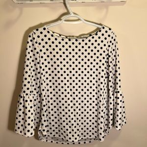 Navy polka dot blouse